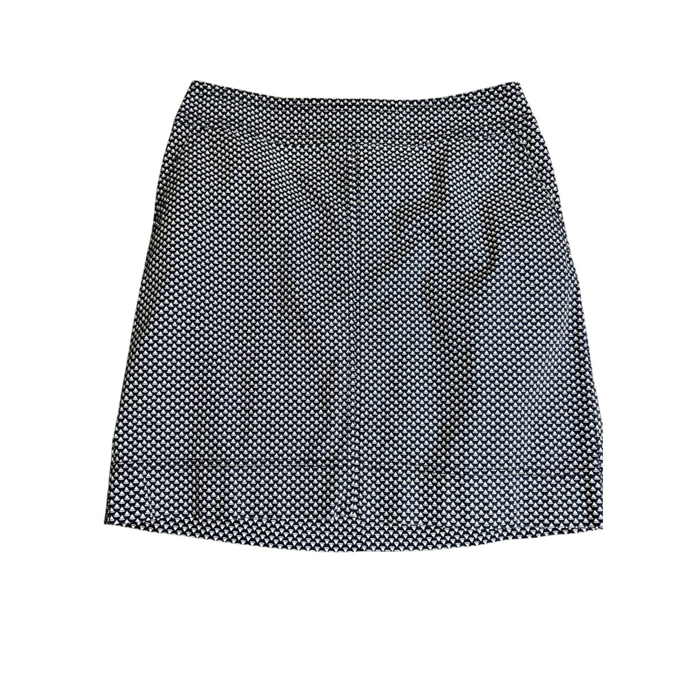 Talbots A Line Skirt Womens 6P Navy White SailBoat Geometric Print Cotton Blend